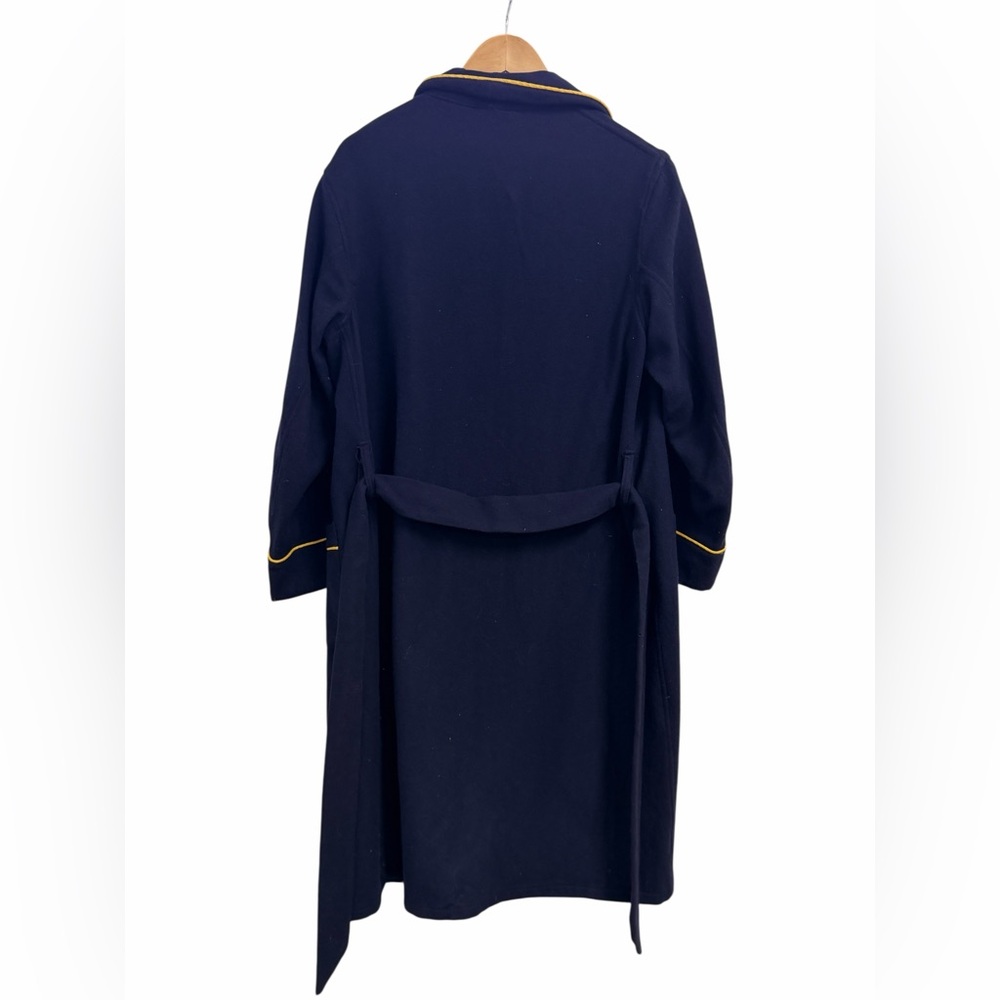 Vintage US Naval Academy Wool Robe Navy Gold Crest Belted Military L - Picture 3 of 9